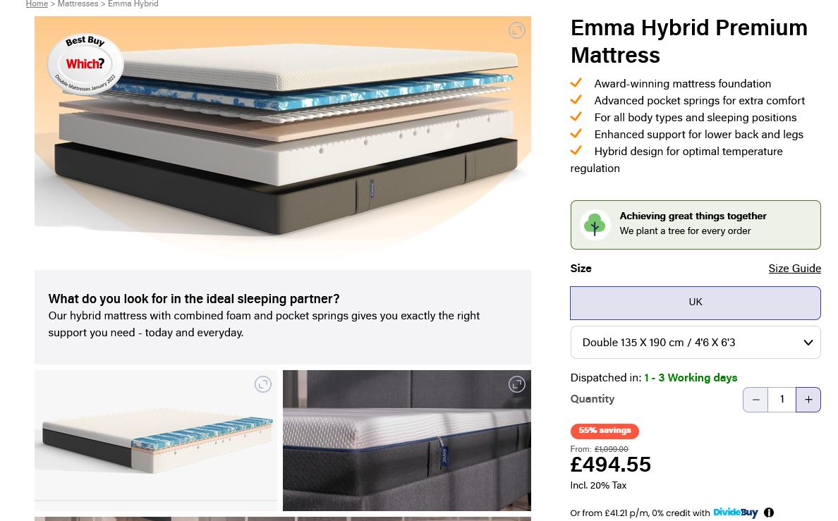 Emma Premium mattress review: an impressive hybrid with great support